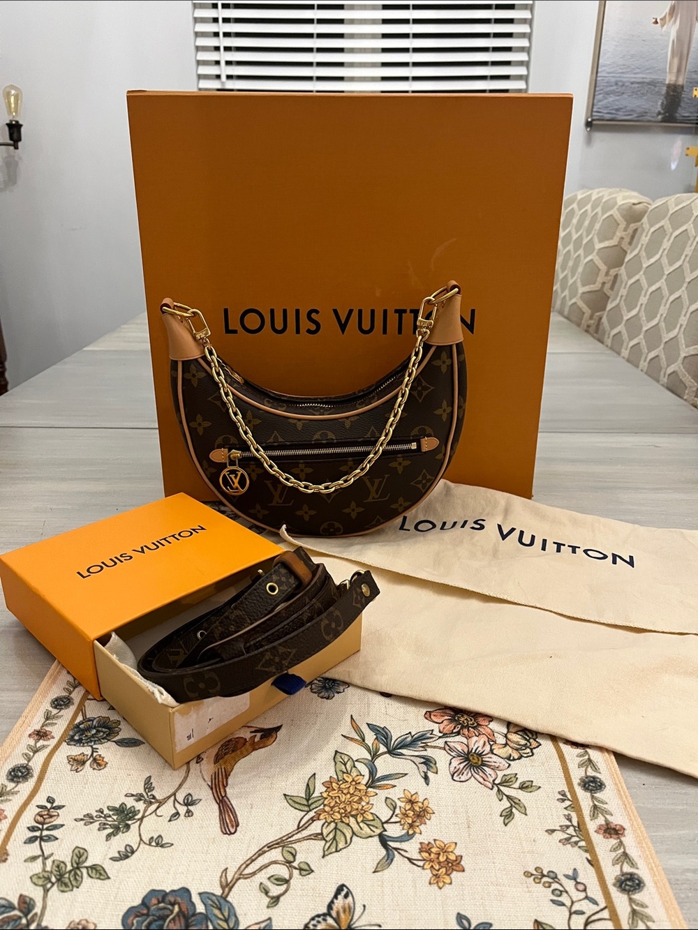 Louis Vuitton Monogram Crescent Shoulder Bag with Gold Chain - Picture 8 of 10